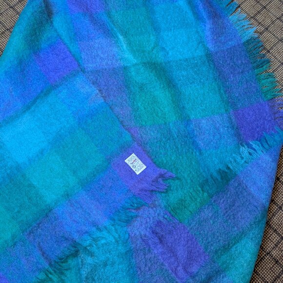 Avoca Handweavers Blanket Throw Mohair Wool Ireland Blue Purple Pink 65"x55" - Picture 8 of 11